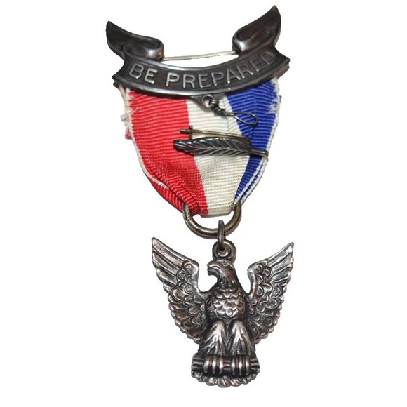 Vtg 1950's EAGLE RANK Boy Scouts of America MEDAL BSA Honor Badge Sterling silve - Picture 1 of 13